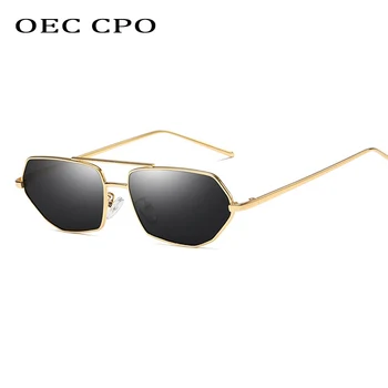 OEC CPO Letnik Black Objektiv Kvadratnih Moški Modni sončna Očala Ženske Retro blagovne Znamke Oblikovalec Kovinski Okvir sončna očala za Ženske UV400 O37