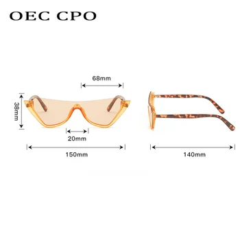 OEC CPO Seksi Semi-Rimless sončna Očala Ženske Edinstveno Kristalno Enem Kosu Mačka Oči, sončna Očala Za Ženske Retro Očala Ženski Oculos