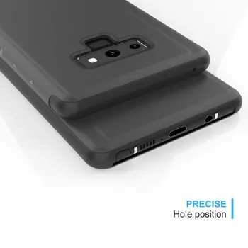 Ogledalo Flip Usnjena torbica Za Samsung Galaxy Note 8 S6 S7 Rob S8 S9 Plus Jasen Pogled Okno Smart Cover Za iphone6 6s 7 8 Plus X