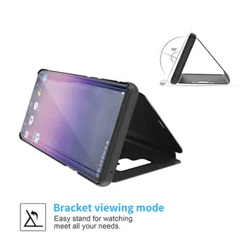 Ogledalo Flip Usnjena torbica Za Samsung Galaxy Note 8 S6 S7 Rob S8 S9 Plus Jasen Pogled Okno Smart Cover Za iphone6 6s 7 8 Plus X