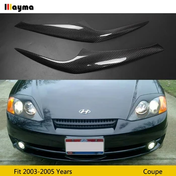 Ogljikovih Vlaken Smerniki veke kritje dekorativne nalepke Za Hyundai Coupe 2003 - 2005 Šport slog avto spredaj luč obrvi 2pcs