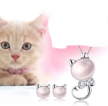 OMHXZJ Trgovini Modni nakit Luštna mačka Roza Kristal Rose Quartz hibiscus kamen pravi 925 sterling srebro Stud uhani YS119