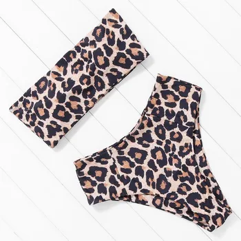 OMKAGI Visoko Pasu Bikini 2021 Push Up Bikini Komplet, Plavanje Obleko Za Ženske Natisnjeni Kopalke Leopard Bikini Mikro Ženske Kopalke
