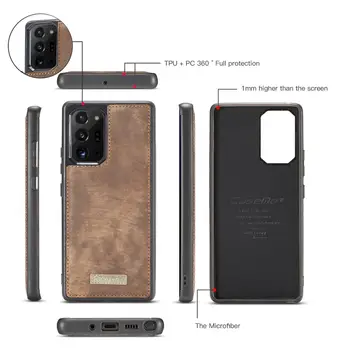 Original CaseMe Ohišje Za Samsung Galaxy Note 20 Ultra Luksuzni Poslovni Usnja Kritje Zadrgo Snemljive Flip Denarnico, Telefon Vrečke