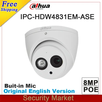 Original dahua angleški različici IPC-HDW4831EM-ASE 8MP POE IR zrkla kamer CCTV IP kamera z IP67 Mikrofon vgrajen H. 265