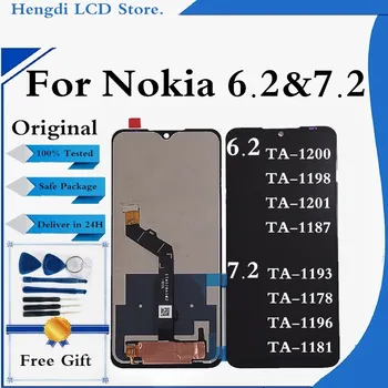 Original LCD Za Nokia 7.2 6.2 TA-1198 TA-1200 KW-1196 LCD-Zaslon, Zaslon na Dotik, Računalnike Zbora Za Nokia 7.2 LCD