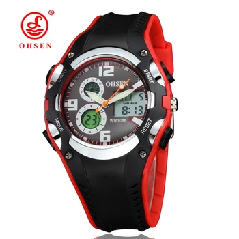 Original OHSEN digitalni fantje, otroci quartz šport na prostem watch ročno uro silikonski trak rdeč modni 30 M nepremočljiva ure ure