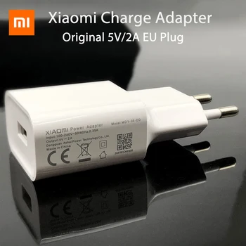 Original Xiaomi 5V/2A EU USB Power Adapter za Polnjenje Bela za Mi 10 Redmi 7 7a, 6a 4X 5 5a plus Mi a2 a4 lite Opomba 5 6 4 4A