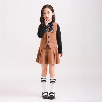 Otroci, Korejski, Japonski Vrtec Osnovna Šola Uniforme Fantje Dekleta Študijskem Mornarice Kawaii Waistcoat Telovnik, Kravata Kompleti Oblačil Obleke