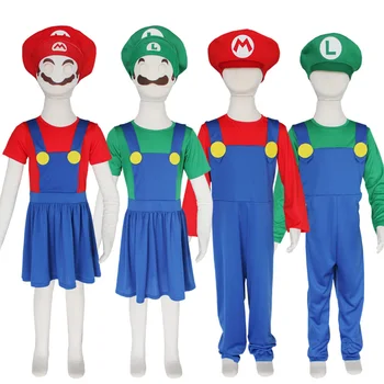 Otroci Super Mario Luigi Kostum Cosplay Pustna Obleka, Kostum