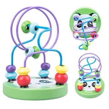 Otrok, Dojenček Montessori Lesene Igrače 3D Mini Votlih Krogih Noge Žice Labirint Roller Coaster Beaded gradniki Izobraževanje Otrok Igrače