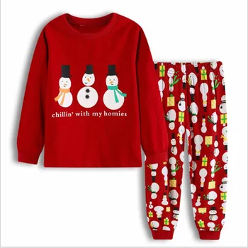 Otrok pajama določa Jeseni nova Božična Risanka Čistega Bombaža Fantje Pižamo Dekleta Pižame z Dolgimi Rokavi + Hlače 2pcs pajama obleke