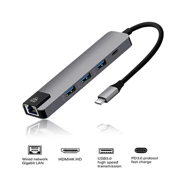 Ouhaobin 5in1 USB tip C Hub kartica z Ethernet RJ45 LAN adapter Za PC