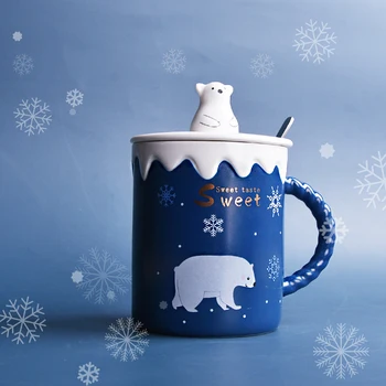OUSSIRRO 450 ml Lep Kitajski porcelan Božič Medved Tema Skodelice Srčkan Karikatura Slog Vode Pokal