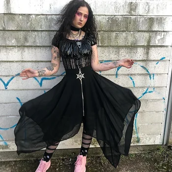 Očesa Nezakonitih Ženske Krila Pentagram Zadrgo Black Punk Krila Gothic Teme Lady Stranka Krilo Priložnostne Svoboden Ulične Krila