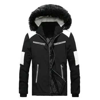 Padec ladijskega prometa moške zimske jakne in plašči zgostitev toplo priložnostne človek krzno hooded ovratnik bombaž-oblazinjena parka outwear ABZ37