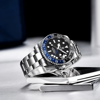 PAGANI DESIGN Luksuzni Moških Samodejni Watch 40 mm Safir GMT Watch Jubilejne Trak Nepremočljiva Mehanske Ure Relogio Masculino