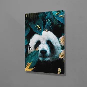 Panda džungle Uokvirjena Lesen Okvir Platno Wall Art Okras poster tiskanje za dnevni sobi Doma spalnica dekor Slikarstvo