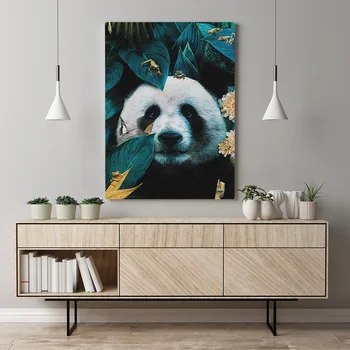 Panda džungle Uokvirjena Lesen Okvir Platno Wall Art Okras poster tiskanje za dnevni sobi Doma spalnica dekor Slikarstvo