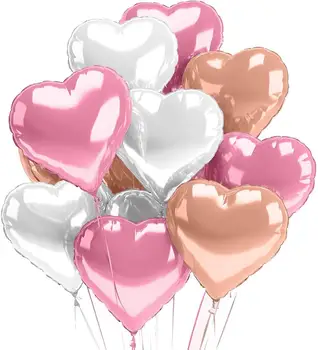 Pastelnih Srce Baloni 20pcs Roza valentinovo Srce Oblikovani Okraski Rose Zlata Mylar Folija Balon Set