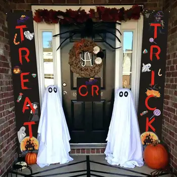 PATIMATE Halloween Dekoracijo Trik ali Zdravljenje Banner Vrata, Okno, se Prijavite Halloween Banner Stranka Dekoracijo Črna Z Rdečo Pasico