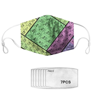 Periodnega sistema Elementov Tiskanja Odraslih Masko z 7pcs PM2.5 Filtri Proti Meglica Smog, Unisex Maske Za Dihanje Maske