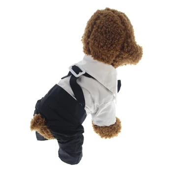 Pet oblačila za pse psa obleko / majica / črna in bela