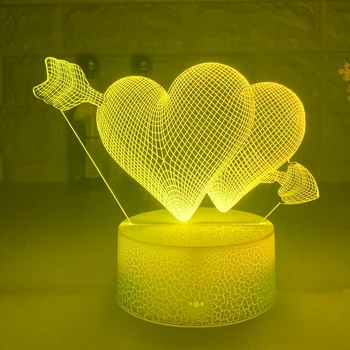 Pierce vaše srce 3d Noč Svetlobe s Srcem Led Touch Stikalo Pisane Ozračje za Domače Dekoracijo Svetloba namizne Svetilke Postelji