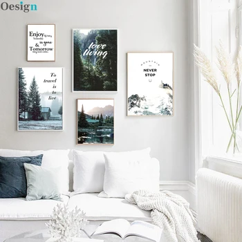 Pinturas de montanha de neve na parede, lago, floresta, casa, posteres e impressões, imagem par decoração de sala de estar, pin