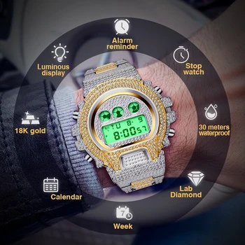 PLADEN blagovne Znamke Elektronski Digitalni Watch LED Večfunkcijsko Štoparica Datum Šport na Prostem Ure Led Iz 18K Zlato AAA Moške Relogio