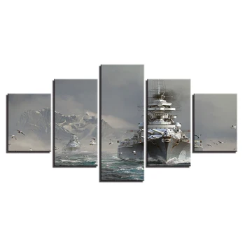 Platno Slike Wall Art HD Natisne Modularni Okvir 5 Kosov bojni ladji Galeb Seascape Slike Ladje Igra Plakat Doma Dekor