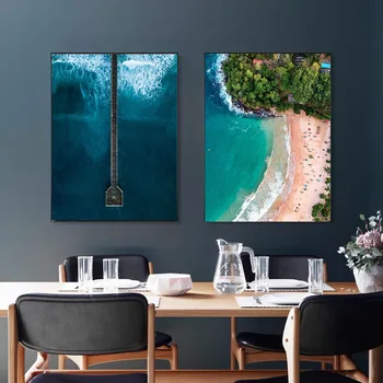 Plaža S Pogledom Na Modro Morje, Dnevna Soba, Spalnica Vhod Dekoracijo Slikarstvo Sodobno Sliko Umetnosti Steno Platno Motivacijski Plakat