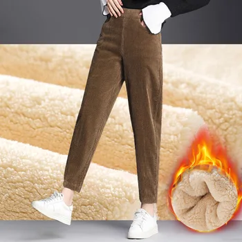 Pliš debele priložnostne hlače ženske velvet tople hlače jeseni in pozimi leta 2020 visoko pasu harem hlače hlače ženske