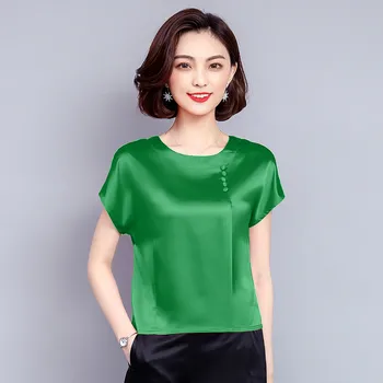 Plus Velikost 3XL 4XL Šifon Bluzo Majica Fashion Ženske Bluze 2021 Kratek Sleeve Solid Poletje Vrhovi Rokavi Ženske Blusa Feminina A238