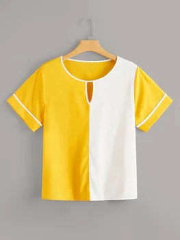 Plus velikost Slim tshirt XXXXL Šifon Mozaik Kratek Rokav t shirt Vrhovi T-Majice Ženske Oblačila 2021 Poletje Nove Priložnostne tshirt