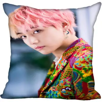 Po meri Kpop Kim Tae hyung Natisnjeni Kvadratnih svile Pillowcases 40x40 45x45 50 x 50 60x60 dveh Straneh Saten Prevleke po Meri Logo