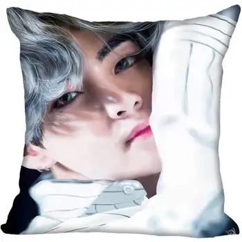 Po meri Kpop Kim Tae hyung Natisnjeni Kvadratnih svile Pillowcases 40x40 45x45 50 x 50 60x60 dveh Straneh Saten Prevleke po Meri Logo
