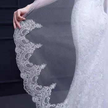 Poceni Poročni Dodatki veils velo de novia 1.5 metrov z škarje Til Poročni Veil Poročni Veil, ki je Na Zalogi