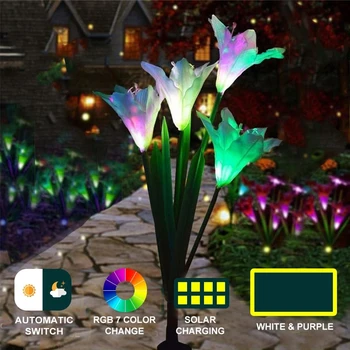 Pokrajina Lily Žarnice LED Nepremočljiva Travnik Svetlobe Vrt Svetilka Sončne Svetlobe Doma Darilo Dvorišču Zunanji Okras Stranka Vrtnarjenje