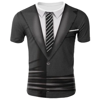 Poletje 2020 novo obleko ponaredek dva-kos T-shirt za moške poletne 3D tiskanje priložnostne 3D T-shirt vrhovi T-shirt