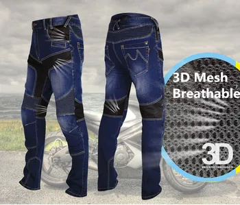 Poletje 3D Očesa Dihanje Motocikel Izdelki za Moške Jean Elastična Off-Road Kneepad Motokros Hlače
