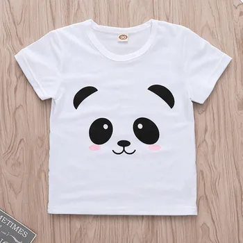 Poletje Baby Girl Obleke Kratek Rokav Risanka Panda Natisniti Tee Vrhovi Priložnostne T-Shirt+Črtasto Krilo Ruffles Lep Roupa Menina