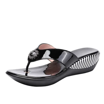 Poletje Platformo Flip Flops Moda Plaži Čevlji Ženska, Anti-slip Pravega Usnja Sandali Ženske Copate Čevelj 2020