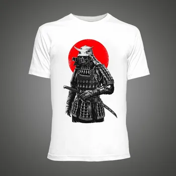 Poletna majica s kratkimi rokavi Moški Tees Tiskanja Samurai Warrior Majica s kratkimi rokavi, Oblačila Vrhovi Tees Hip Hop Človek Bombaž Majica Tees Majica