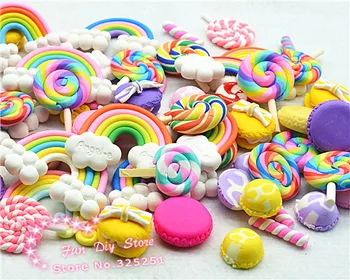 Polimerne Gline Lollipop,Sladkarije,Mavrica Puding Različni Paketi,Lutke Doma Igrajo Sladkarije Miniature 50pcs/veliko 30-50mm
