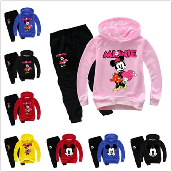 Pomlad Jesen Otrok Kompleti Oblačil Baby Boy Girl Mickey Miške Minnie Hoodies Majica+Hlače 2 Kos Oblačila, Otroci Obleke Obleke