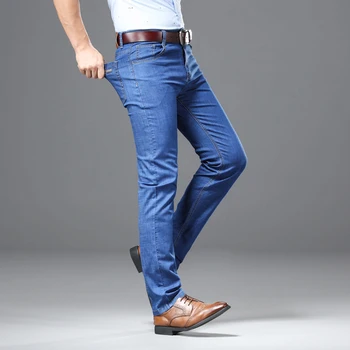 Pomlad Poletje Moških Tanek Jeans 2020 Nov Modni Business Casual Elastična Slim Hlače Blagovne Znamke Hlače Plus Velikost 40 42 44 46
