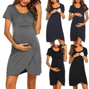 Porodniški Noseča Obleke Nego Otroka vestidos Ženske Noseča Porodniškega Trak Tunika Dojenje Poletje Porodniškega Obleko
