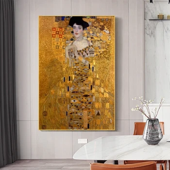 Portret Adele Bloch Gustav Klimt, Ki Jih Oljnih Slik Tisk Na Platno Umetnosti Plakatov In Fotografij Znanih Wall Art Slike Cuadros
