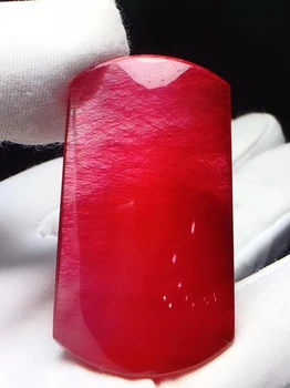 Potrdilo Naravno Rdeča Rutilated Quartz Ženska Pravokotnik Obesek 42.6*27.3*12.4 mm Nakit Ljubezen Kamen Gemstone Ogrlica AAAAA